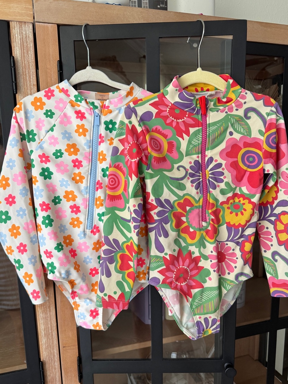 Mini Boden rashguard one piece swimsuit long sleeve zip up floral groovy bundle
